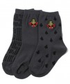 HY1052-Baby Mini Of Three Kinds Socks, Black (3 Pcs) (13-15cm)